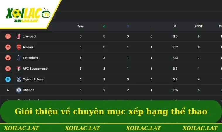 Giới thiệu về chuyên mục xếp hạng thể thao