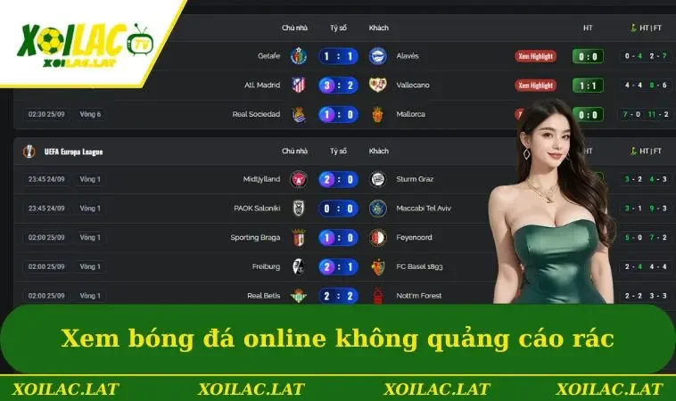 Trải nghiệm xem bóng đá online không quảng cáo rác