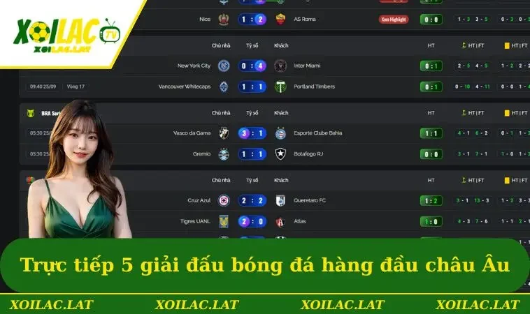 Trực tiếp 5 giải đấu bóng đá hàng đầu châu Âu
